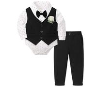 Smoking bébé garçon, Chemise, Gilet, Pantalon, Ensemble 3 pièces, Tenue Gentleman, de 0 à 2 Ans/A