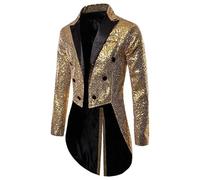Smoking Blazer À Paillettes pour Homme Veste De Smoking Croisée Coupe Ajustée Brillant Élégant Idéal pour Les Soirées Mariage Noël Bal De Promo et Autres Occasions Spéciales Couleur Or