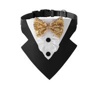 Smoking de luxe pour chien pour mariage - Nœud papillon réglable et bandana doux, tenue formelle légère pour toutes les tailles de chiens - Idéal pour cérémonies, séances photo et célébrations (or vif