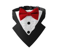 Smoking de luxe pour chien pour mariage - Nœud papillon réglable et bandana doux, tenue formelle légère pour toutes les tailles de chiens - Idéal pour cérémonies, séances photo et célébrations (rouge
