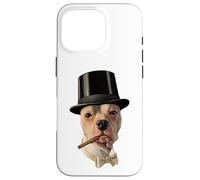 Smoking Dog in Top Hat Public Domain Art TPA Funny Coque pour iPhone 16 Pro