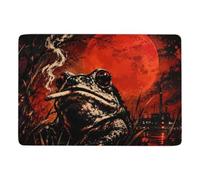 Smoking Frog with Red Background Tapis 150 x 100 cm, Doux et Antidérapant | Tapis de chambre pour l'hiver, avec dos à points PVC antidérapants; pour petits espaces intérieurs