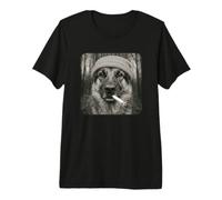 Smoking German Shepherd Dog Meme Cigarette Grunge Beanie T-Shirt Haut de Gamme