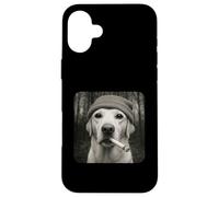 Smoking Labrador Retriever Dog Meme Cigarette Grunge Beanie Coque pour iPhone 16 Plus