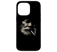 Smoking Man Face Barbe Sable Style fumée Coque pour iPhone 14 Pro Max