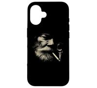 Smoking Man Face Barbe Sable Style fumée Coque pour iPhone 16