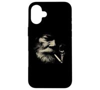 Smoking Man Face Barbe Sable Style fumée Coque pour iPhone 16 Plus
