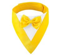 Smoking pour Chien avec nœud Papillon, Collier Bandana pour Chien de Taille Moyenne, Costume pour Mariage, fiançailles, fêtes et Anniversaire (Tour de Cou : 20-30 cm, Jaune)