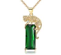 SMOKT Mode léopard émeraude Pendentif Collier for Femmes Ensemble avec émeraude Tourmaline Animal Pendentif Designer Bijoux Cadeau for Fille 1 pièces (Color : XL396)