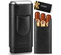 SmokyJoy Étui à cigares en cuir, cave à cigares doublée en bois de cèdre, étui de transport portable avec guillotine en V, ensemble d'outils de poinçonnage, accessoires de cigare, coffret cadeau pour