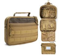 SMONT Trousse de Toilette Tactique pour Homme, 24,1 cm à Suspendre, Trousse de Rasage, Trousse d'hygiène pour Voyage dans la Salle de Bain, Marron, Multifonctionnel