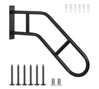 SMONTER Support mural pour main courante d'escalier - En forme de U - Pour 1 à 3 marches - Rampe d'escalier noir mat pour jardin, garage, toilettes, véranda, intérieur et extérieur