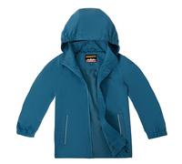 SMONTY Veste Imperméable pour Enfant Résistant au Vent Softshell à Capuche Veste Extérieure Respirante pour La Randonnée, Le Vélo et La Course à Pied(Bleu, 9-10 ans)