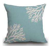 Smooffly Housse de coussin Hue Sea Coral Silhouettes Bleu clair Décoratif Throw Pillow Case Home Decor Square 45 x 45 cm