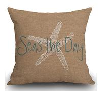 Smooffly Housse de coussin vintage Seas The Day - Motif étoile de mer sur toile - Décoration d'intérieur pour homme/femme - 45 x 45 cm