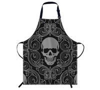 Smooffly Tablier de chef réglable avec motif tête de mort humain, tablier de cuisine, tablier de cuisine unisexe pour homme et femme, parfait pour la cuisine, la pâtisserie, le jardinage, le