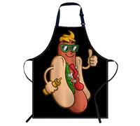 Smooffly Tabliers Tablier de Cuisine Réglable avec Motif Hot-Dog Humoristique, Unisexe, Parfait pour la Cuisine, la Pâtisserie, le Jardinage, le Restaurant, le Café, le Barbecue, 27x31 Inch