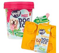 Smoofl Kit de glace pour chien - Kit d'été 10 pièces : sucettes végétaliennes aux fraises avec tiges comestibles et moule en silicone à 5 pattes hypoallergéniques, faible en calories, fabriqué dans un