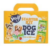 Smoofl Kit de Glace pour Chien - Set avec 2 Mélanges goût Fraise et Beurre à Cacahuètes - Moule en Silicone pour Chien Moyen - 20 Bâtonnets à Macher