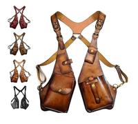 Smoohh Anti-Theft Bag with Shoulder Harness, Anti-Theft Harness Wallet for Men, PU Leather Shoulder Armor Holster for Men Adjustable, Double Shoulder Bag Hidden Anti-Theft Wallets(Light Brown)