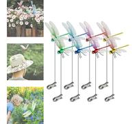 Smoohh Artificial Dragonfly Pole Clips for Outdoors,Dragonfly Hat Clip,Fake Dragonfly Clip,Dragonfly Clip Bug Repellent,3D Dragonfly Decor Gardening,Outdoor Dragonfly Decoration(8PCS)