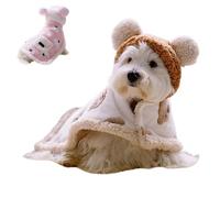 Smoohh Pet Cape Blanket, Dog Cape Blanket, Cute Puppy Kitten Coat Fleece Pajamas, Pet Winter Coat, Kitten Thicken Cloak Blanket, Pet Cold Weather Coat Wraps with Hood Winter Clothes(White,S)