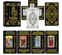 Smoostart Cartes de tarot allemandes avec significations, jeu de cartes de tarot avec guide pour débutants, mots-clés, élément, planète, zodiaque, chakra, oui ou non, hauteur musicale, numérologie,