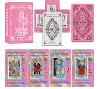Smoostart Cartes de Tarot Anglais Holographiques Débutants avec Mots-Clés
