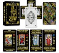 Smoostart Tarot holographique pour débutants avec des significations Version Anglaise, avec Guide, Mots-clés, élément, planète, Zodiaque, Chakra, Oui ou Non, tonalité Musicale, numérologie