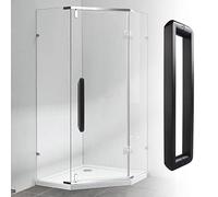 Smooth Anti-Rust Sliding Door Handle,Bath Glass Door Handle Matte Black - with Safe Corner, Modern Indoor Handle Grip Bar-to-Bar, Easy Installation(44cm/17 1/4")