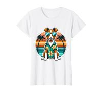 Smooth Fox Terrier Propriétaire de Chien Summer Vibes Vacances T-Shirt Graphique avec Valeur, Femme, Blanc, L