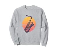 Smooth Jazz Sunset - Silhouette Saxophone sur Coucher de Soleil Sweatshirt