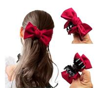 Smooth Satin Bow Grip Clip Large Firm Disc Hair Accessories For Women Daily CommutingDatingTemperament, Bundle Artifact(3pc Red)