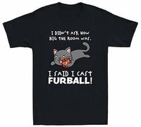 SMOOTH WILL Men's Cat I Didn't Ask How Big The Room Was I Said I Cast Fireball Retro T-Shirts Black 3XL