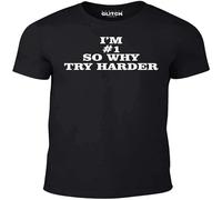 SMOOTH WILL Men's I'm #1 So Why Try Harder T Shirt Funny T Shirt Black XL