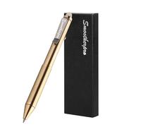 SMOOTHERPRO Stylo à Bille en Laiton Effaçable EDC Bolt Action Stylo Compatible avec les Recharges Pilot Clip de Stylo en Acier Inoxydable pour Bureau École Entreprise Couleur Naturel(EP02GD)