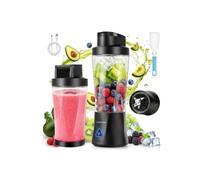 Smoothie Maker to go Blender Portable 700 ml 6000 mAh Fonction Autonettoyante Avec 6 Lames Tranchantes et Brosse de Nettoyage Convient pour la Préparation de jus et de Milkshake Noir