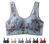 Smoothingout Super Gather Bra - Ice Silk Lace Everyday Cooling Comfort Bra, Ice Silk Lace Cooling Comfort Bras (Blue,4TG)