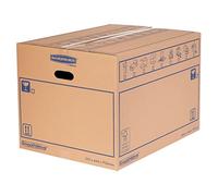 SmoothMove Lot de 15 boîtes de déménagement extra larges en carton robuste à double paroi pour déménagement avec poignées, 70 x 44 x 33 cm Marron
