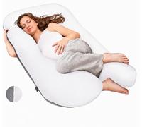 SMOOTHY® Oreiller de Grossesse en U - Housse 100% Coton, 120 x 70 cm | Coussin maternité & allaitement, rembourrage fibre de silicone, housse lavable - idéal douleurs dos et sciatique
