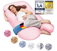 SMOOTHY Oreillers de Grossesse, oreillers latéraux, oreillers de positionnement, oreillers pour bébé et oreillers d'allaitement en Forme de U Housse 100% Coton (Classic XXL, 150 x 80 cm, Rose)