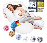 SMOOTHY Oreillers de Grossesse, oreillers latéraux, oreillers de positionnement, oreillers pour bébé et oreillers d'allaitement en Forme de U Housse 100% Coton (Classic XXL, 150 x 80 cm, Blanc)