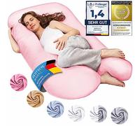 SMOOTHY Oreillers de Grossesse, oreillers latéraux, oreillers de positionnement, oreillers pour bébé et oreillers d'allaitement en Forme de U Housse 100% Coton (Junior XL, 120 x 70 cm, Rose)
