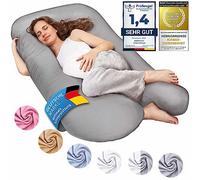 SMOOTHY Oreillers de Grossesse, oreillers latéraux, oreillers de positionnement, oreillers pour bébé et oreillers d'allaitement en Forme de U Housse 100% Coton (Junior XL, 120 x 70 cm, Gris)