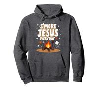 S'more Jésus Every Day - Inspiration chrétienne de feu de Camp Sweat à Capuche, Unisexe pour Adultes, Chiné Foncé, S