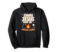 S'more Jésus Every Day - Inspiration chrétienne de feu de Camp Sweat à Capuche, Unisexe pour Adultes, Noir, XL