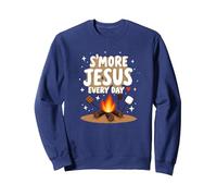 S'more Jésus Every Day - Inspiration chrétienne de feu de Camp Sweatshirt, Unisexe pour Adultes, Bleu Marine, L