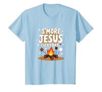 S'more Jésus Every Day - Inspiration chrétienne de feu de Camp T-Shirt, Enfant, Bleu Céleste, 10 Ans