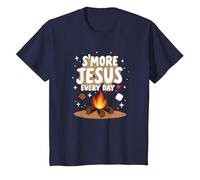 S'more Jésus Every Day - Inspiration chrétienne de feu de Camp T-Shirt, Enfant, Bleu Marine, 8 Ans