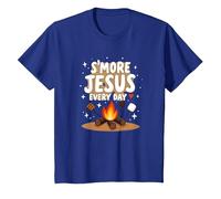 S'more Jésus Every Day - Inspiration chrétienne de feu de Camp T-Shirt, Enfant, Bleu Royal, 10 Ans